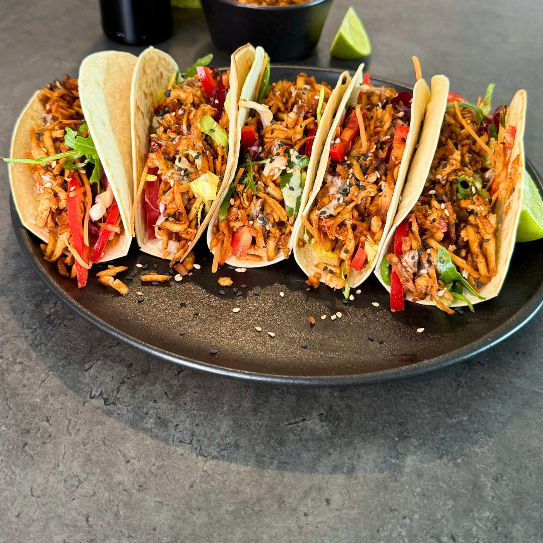 Tacos con tofu croccante